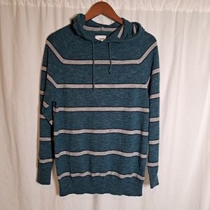 Striped Teal and Gray Hoodie M Sonoma